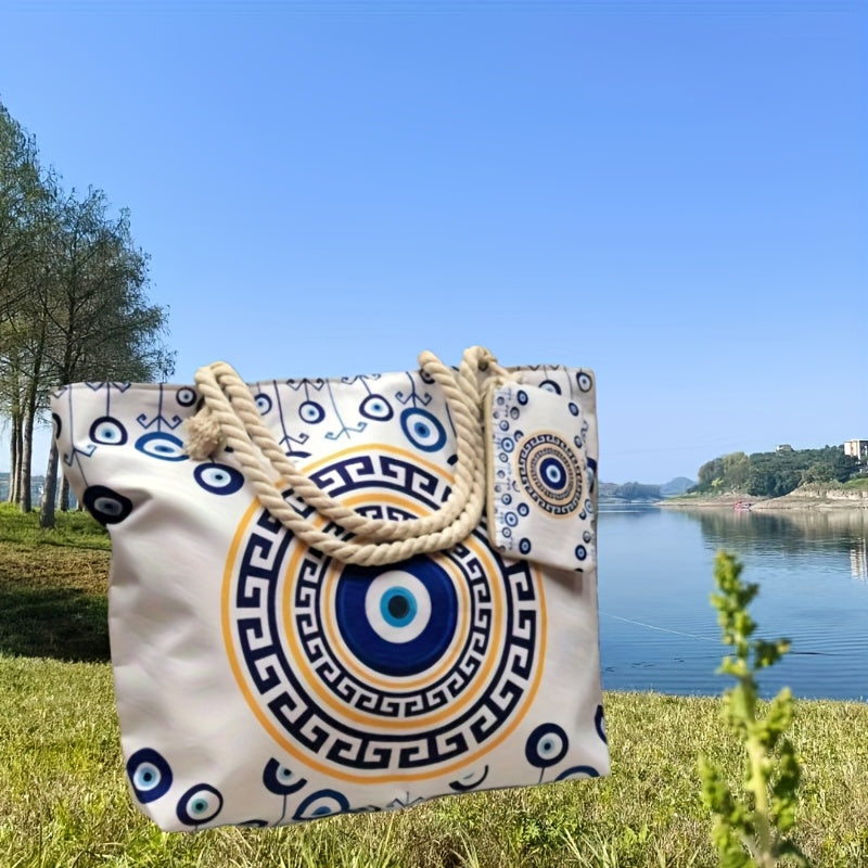 2pcs Set Evil's Eye Beach Bag & small pouch