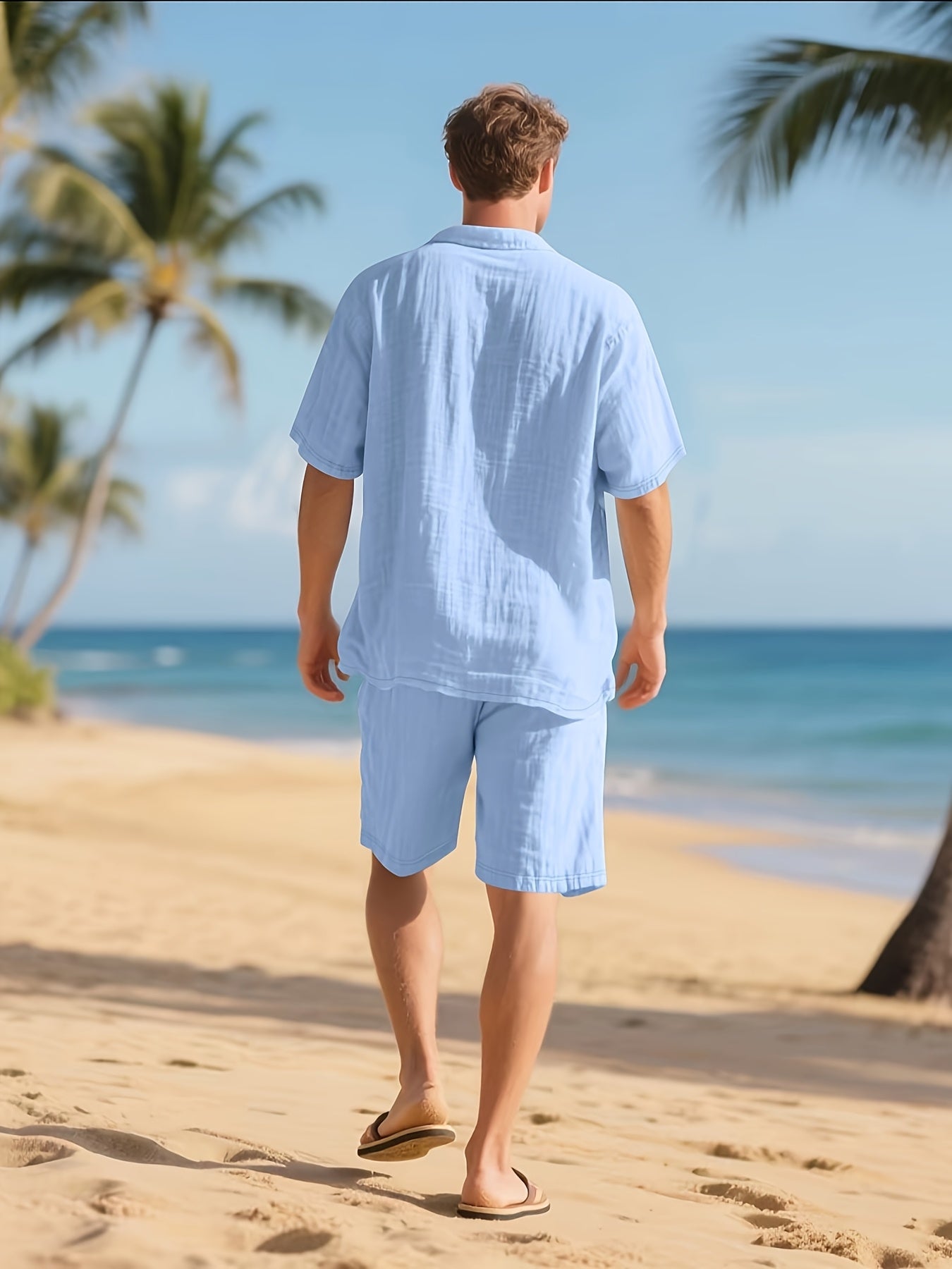 Summer Linen Shirt & Shorts Set Breathable