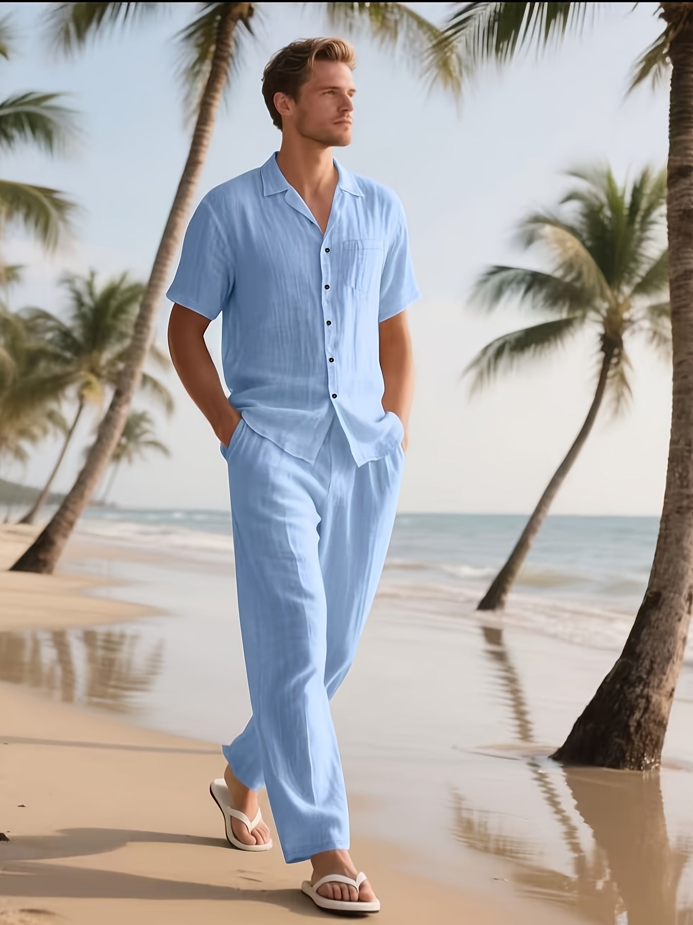 Loose Breathable Beach Set (Shirt & Trouser)
