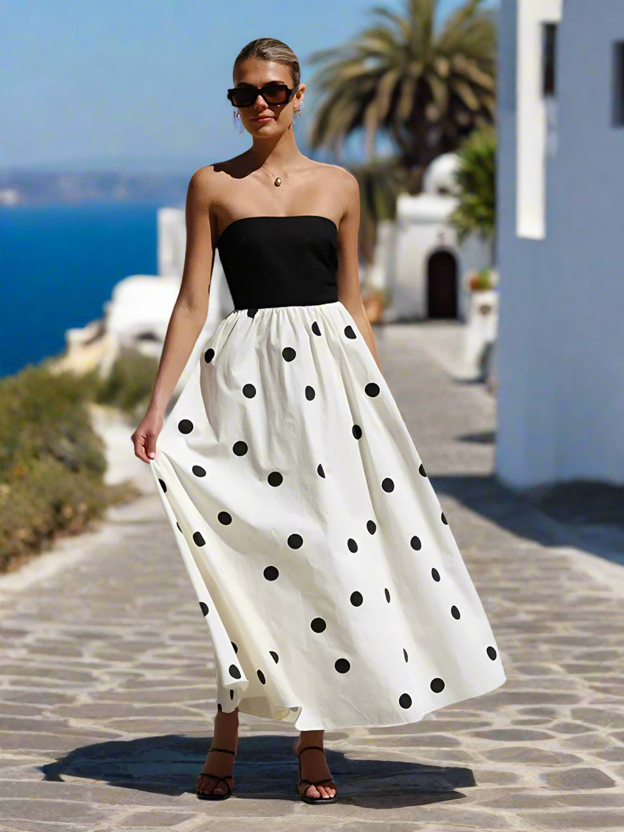 1 Sexy Patchwork Polka Dots Backless dress