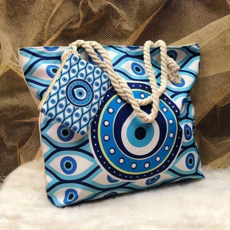 2pcs Set Evil's Eye Beach Bag & small pouch
