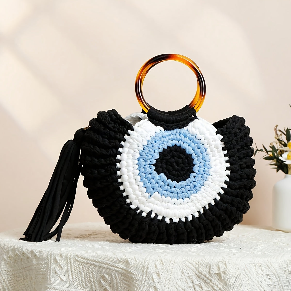 Royal Blue Boho Evil eye Bag