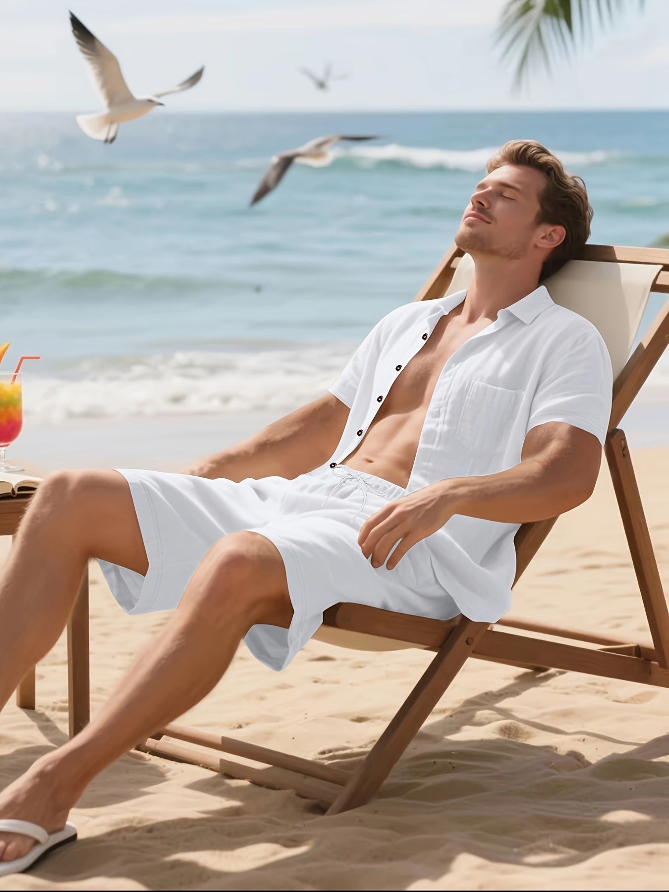 Summer Linen Shirt & Shorts Set Breathable