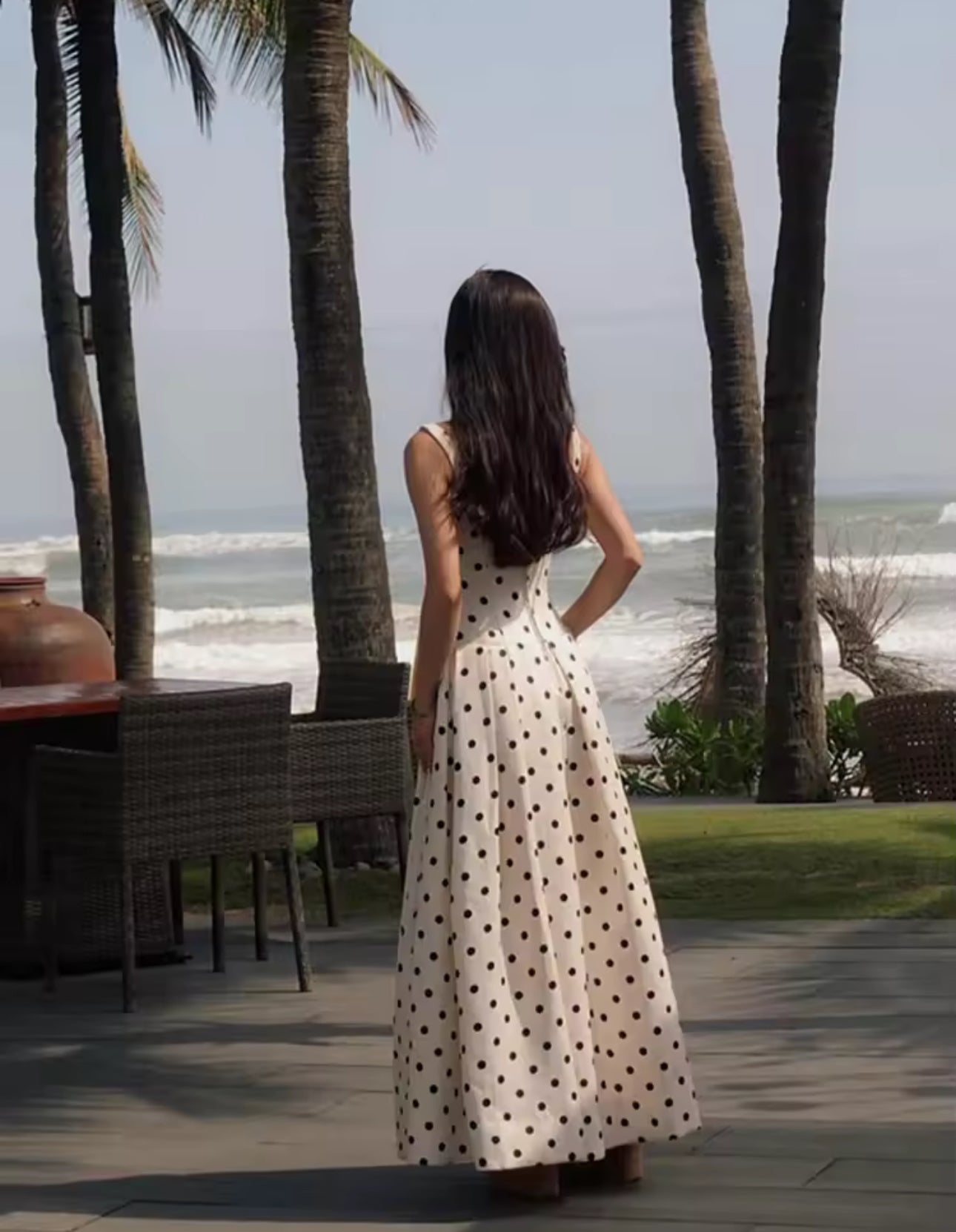 1 long Polka Dots Midi & Long Vacation dress