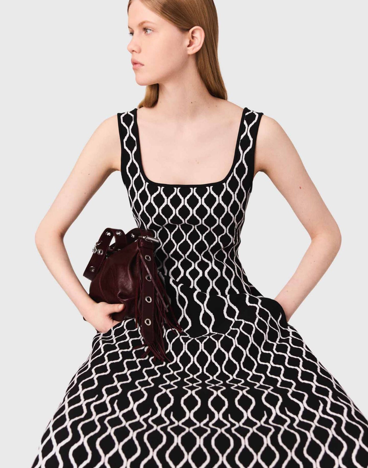 Maje Sandro A-line Geometric Jacquard Mini
