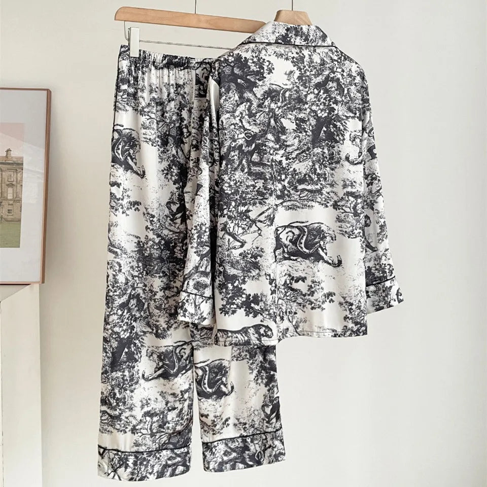 2025 Dior Print Silk Lounge set
