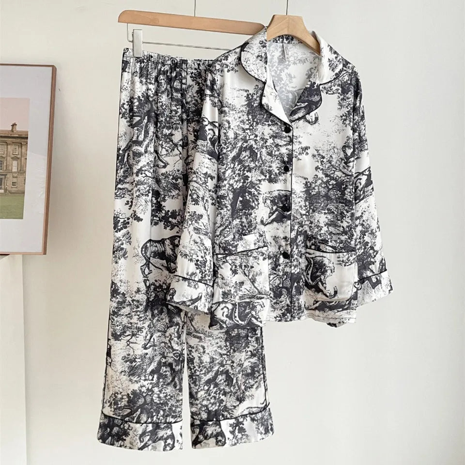 2025 Dior Print Silk Lounge set