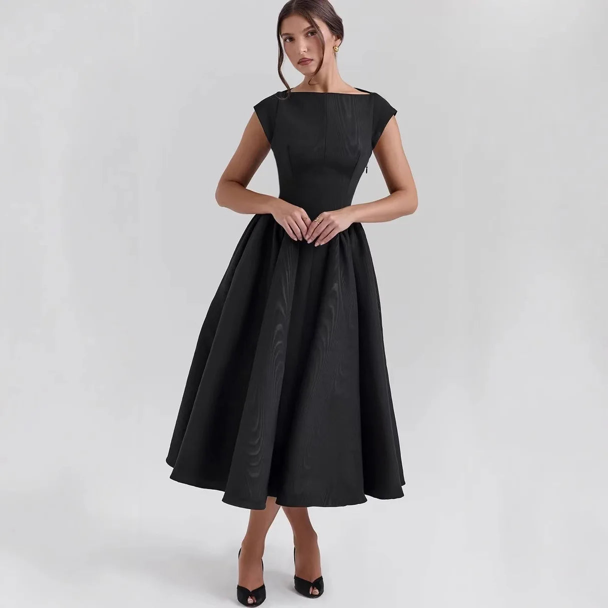 French Style Backless Pleated Summer dress