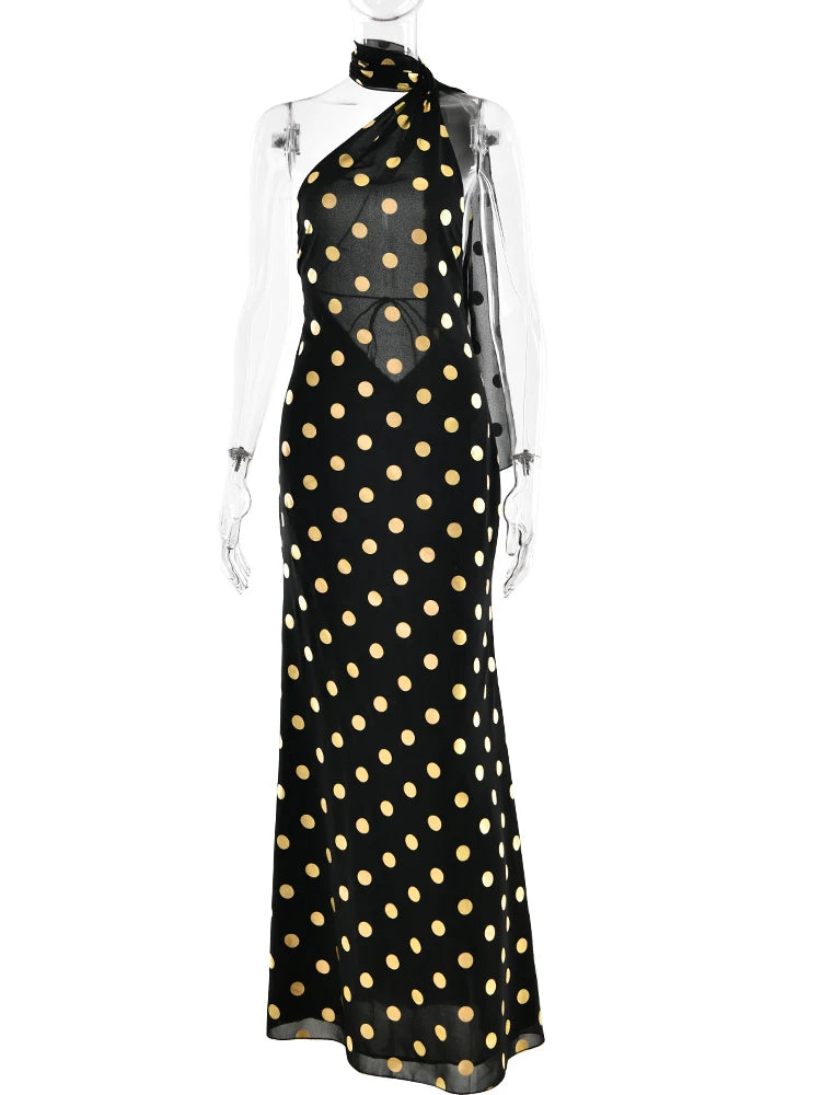 Polka Dot Halter Dress – Vacation-Ready Elegance