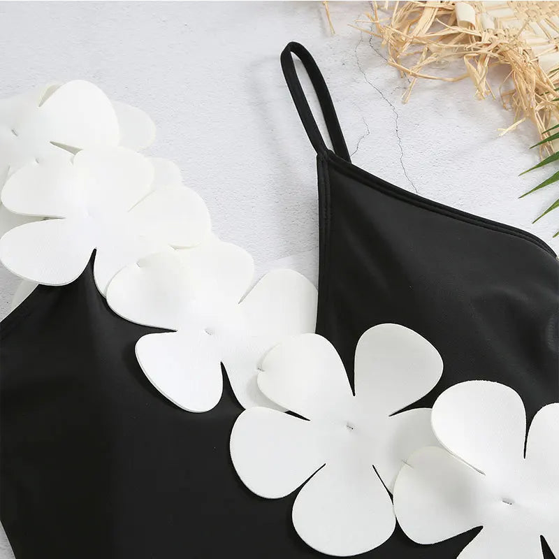 White Flower Swimsuit and Sarong