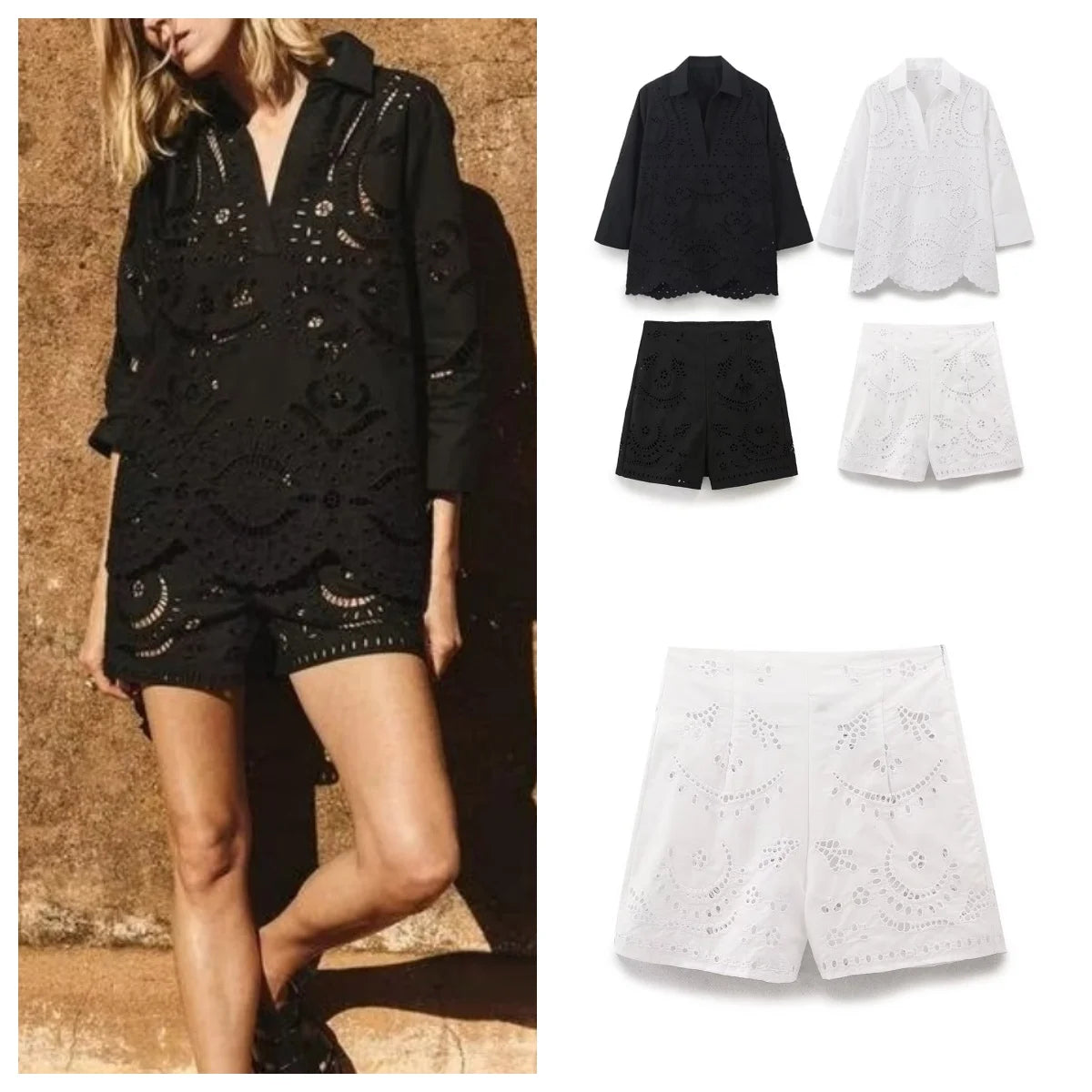 Lace Outfit V-neck