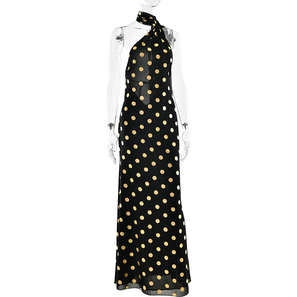 Polka Dot Halter Dress – Vacation-Ready Elegance