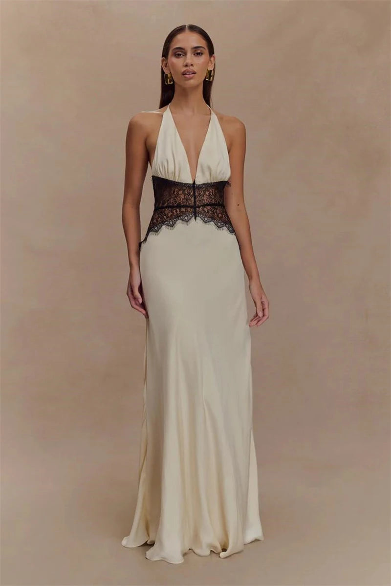 Celebrity Halter neck backless dress