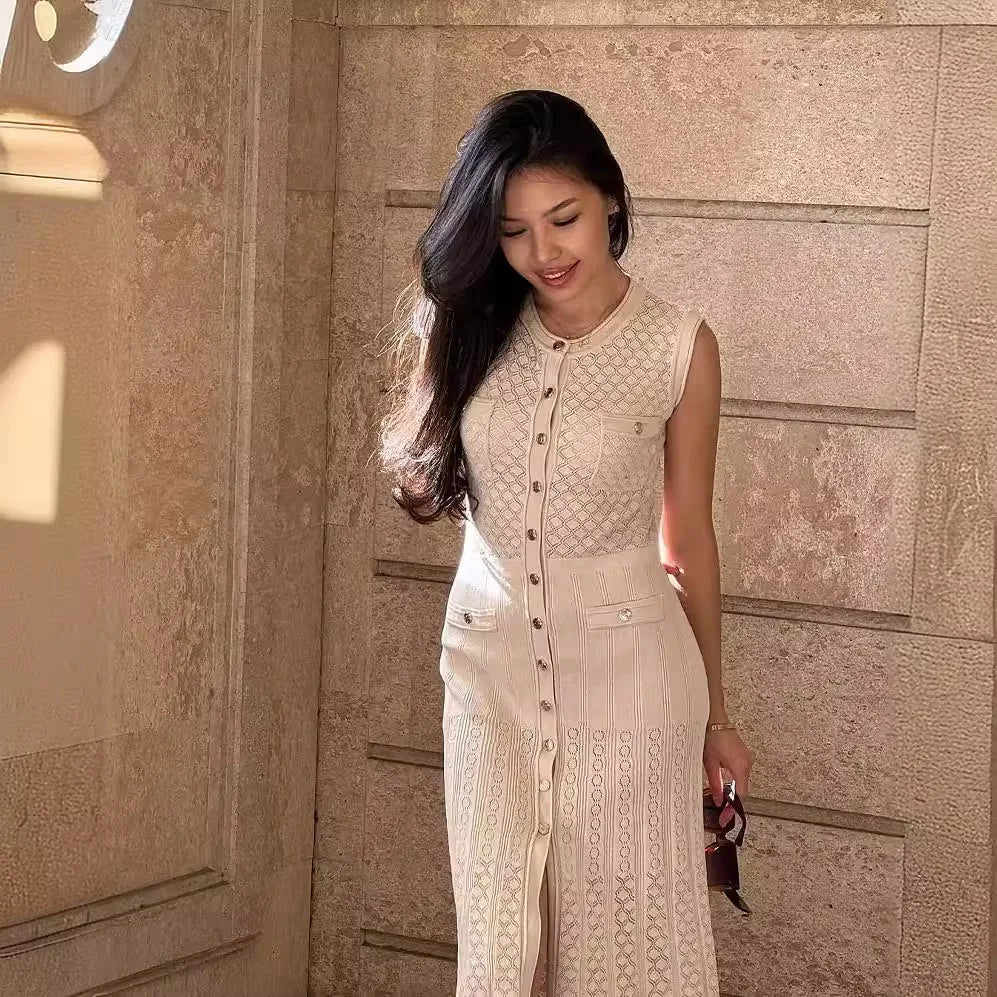 Buttoned Knit Dress