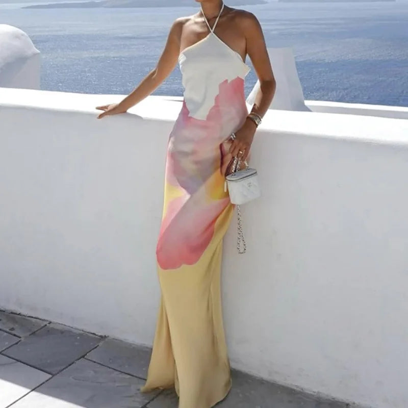 pucci halter dress Pucci HAlter Beach Resort Vacation White Long – Shellss