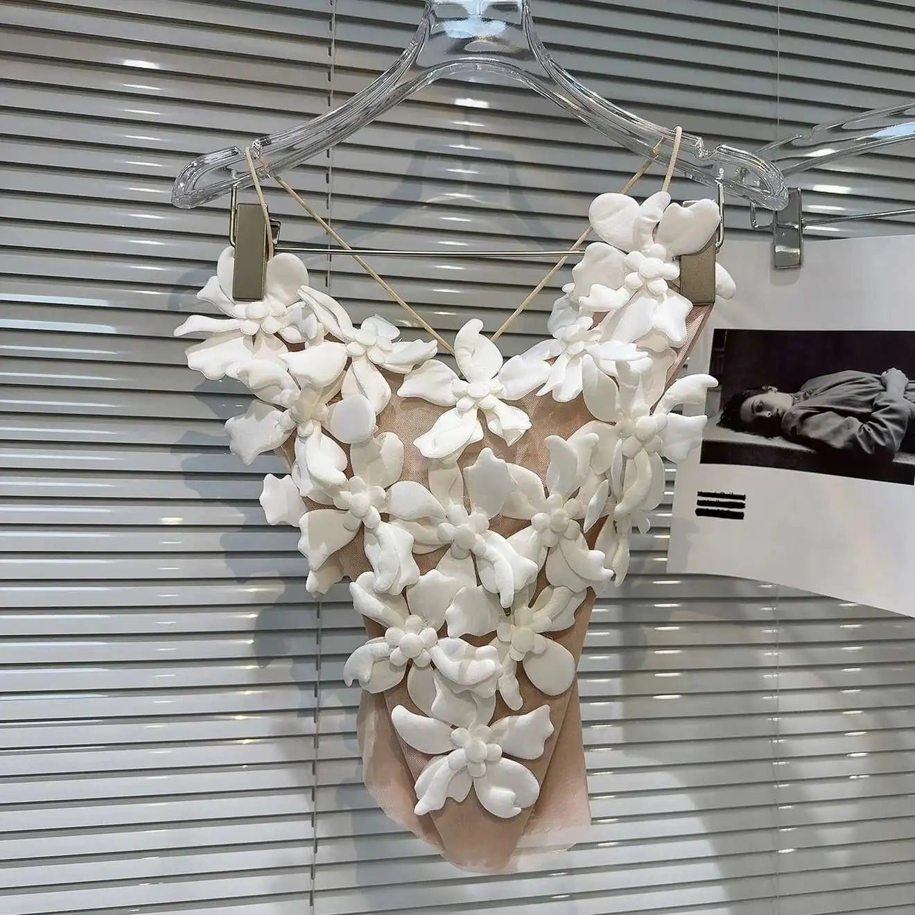 3D Flower Design Backless Camisole