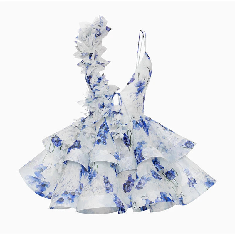 1 Sexy Print TOP & Ruffle Mini Skirt Set