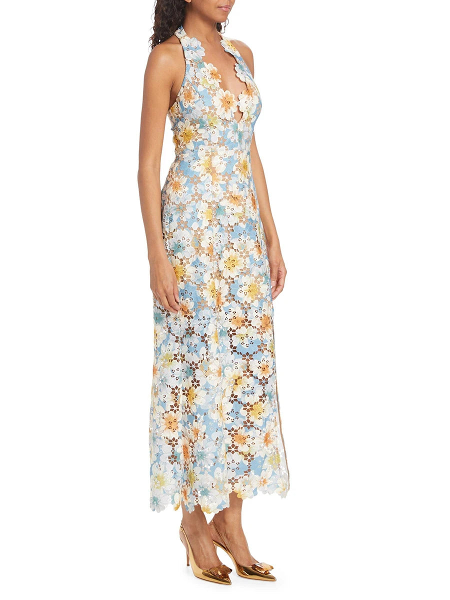V Neck Midi Printed