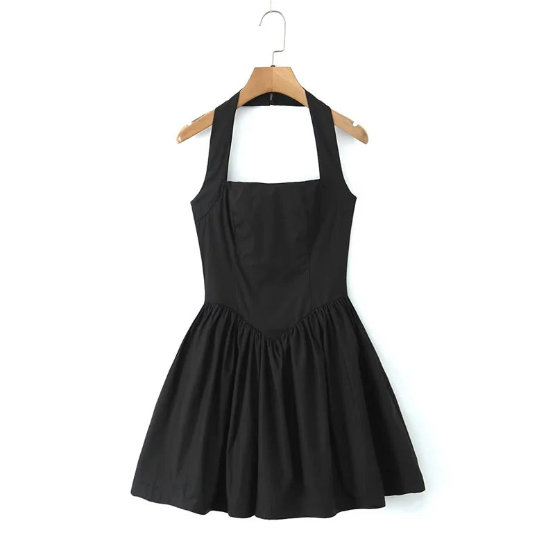 Puffy halter A-Line dress