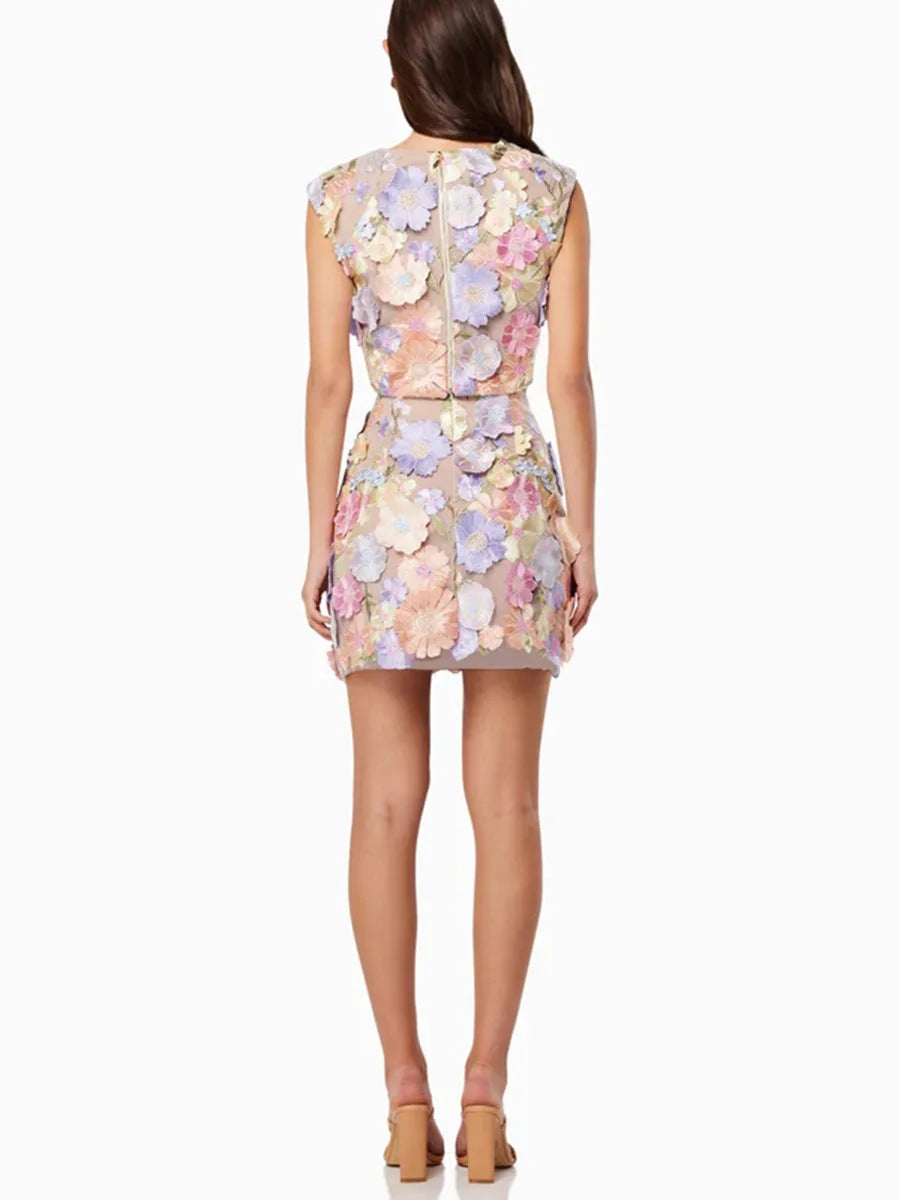 3D flowers Crop Top & Skirt