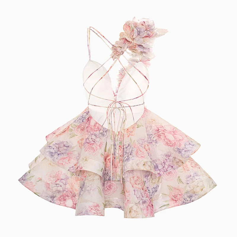 1 Sexy Print TOP & Ruffle Mini Skirt Set