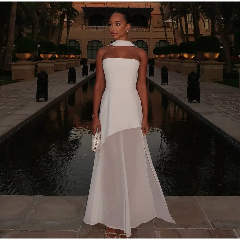 Trending dress With Scarf strapless