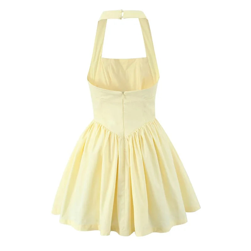 Puffy halter A-Line dress