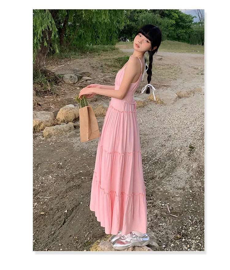 French Summer Waist Cinched A- Line Midi