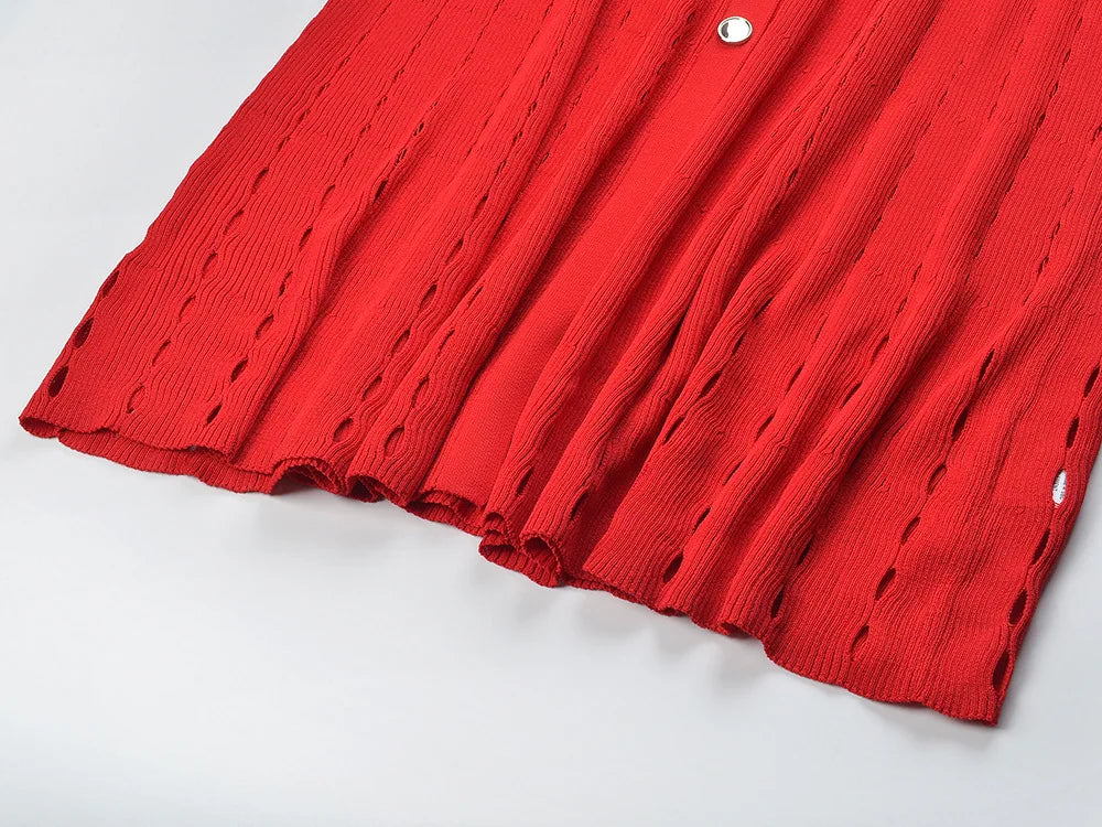 Contrast Red Black knit Dress