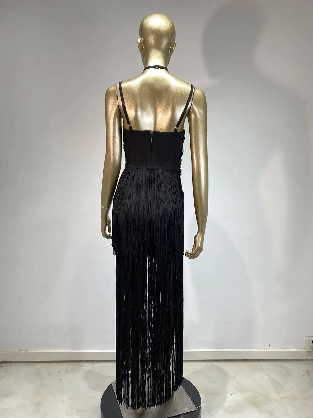 Celebrity Sexy Tassel Green Dress