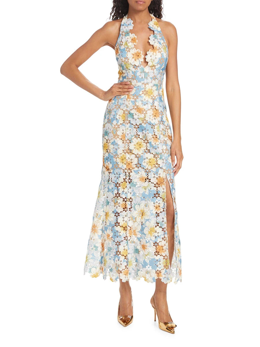 V Neck Midi Printed