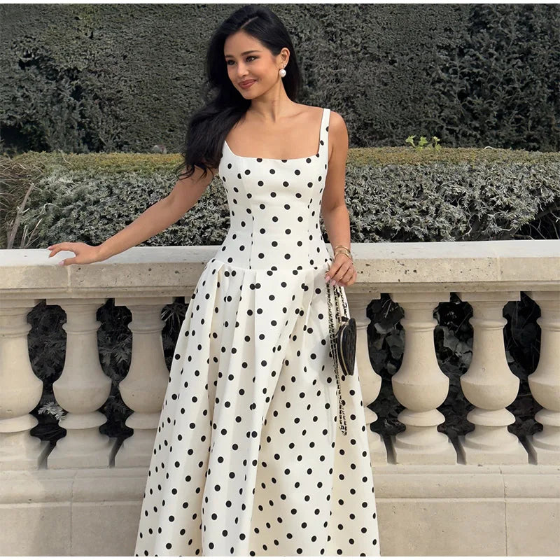 Elegant Women Polka Dot Midi