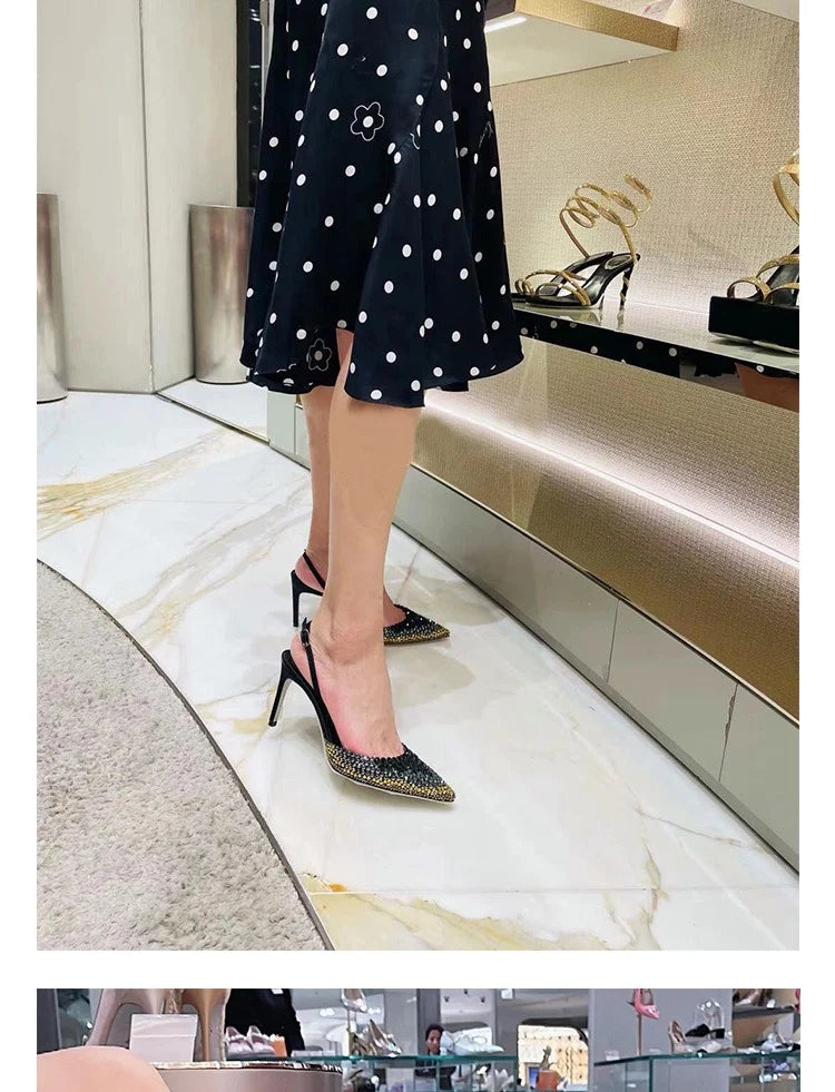 Rhinestones gradient high heels