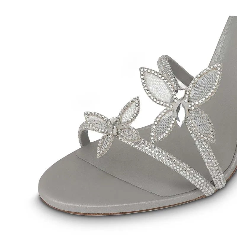 Eilyken Sexy Crystal Butterfly-knot Ankle Strap heels