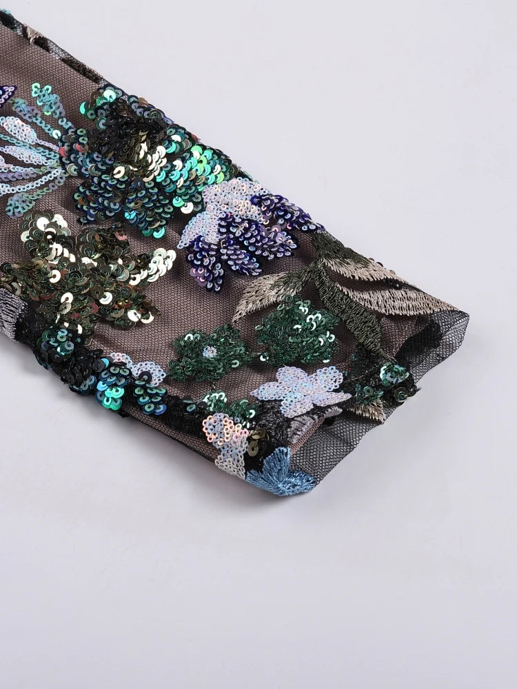 Floral Sequin Strapless
