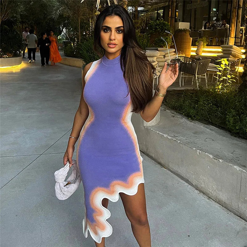 Asymmetrical F1 Race Day Mini Dress