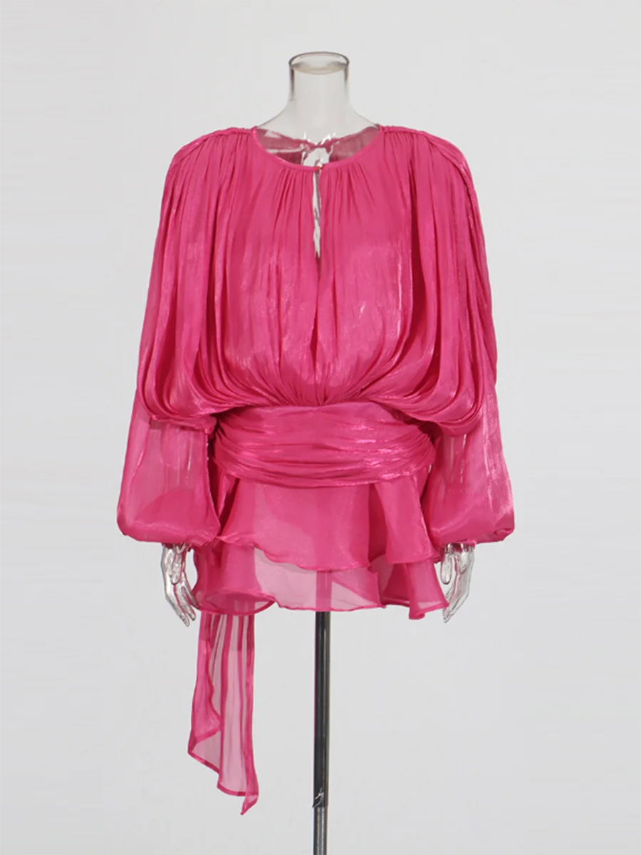 Lace Up Ruffle Dress
