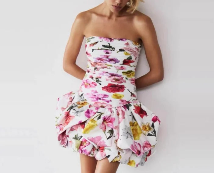 Backless bottom flower Birthday Dress