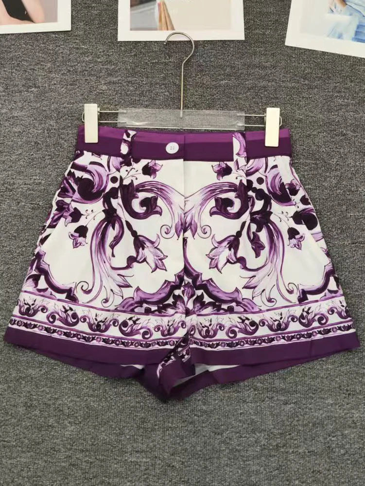 SS25 Latest Purple Majolica print Dolce Full Set