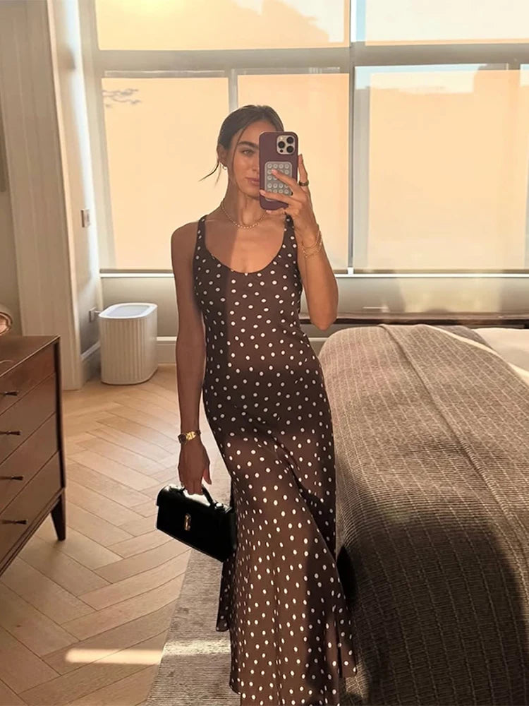 Elegant Women Polka Dot Midi
