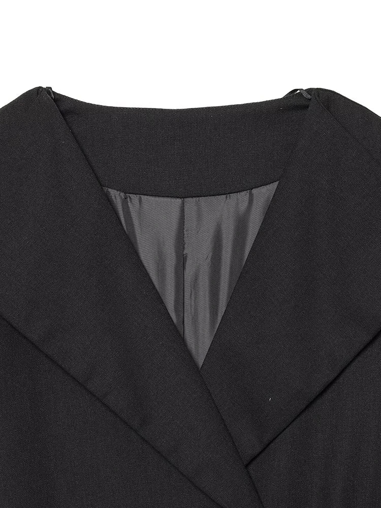 Black Linen Lapel Pants Set