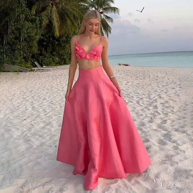 A Line Skirts Set 3d flower
