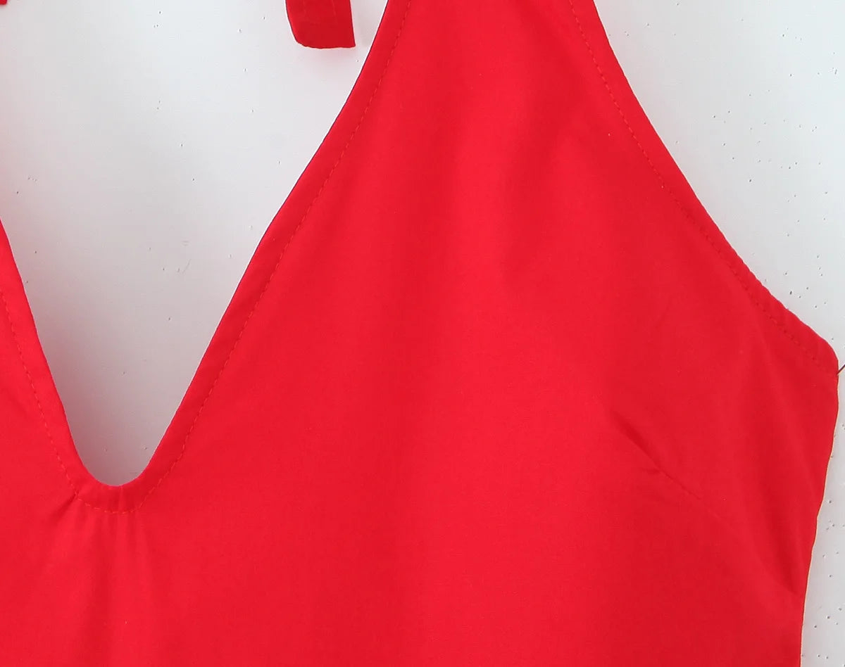 25 Elegant halterneck v neck Midi Dress