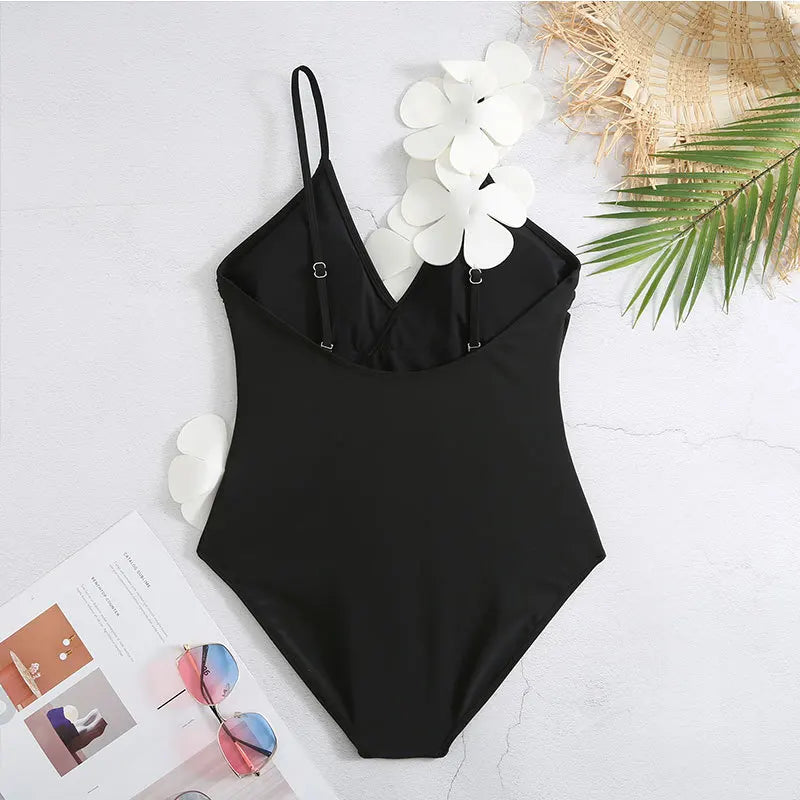 White Flower Swimsuit and Sarong