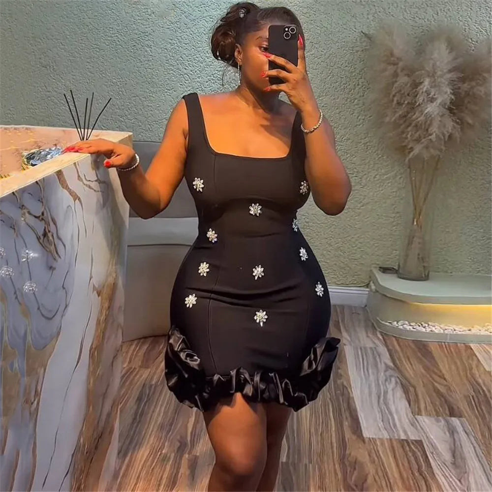Ruffles Bandage Dress Club Party Mini Dresses