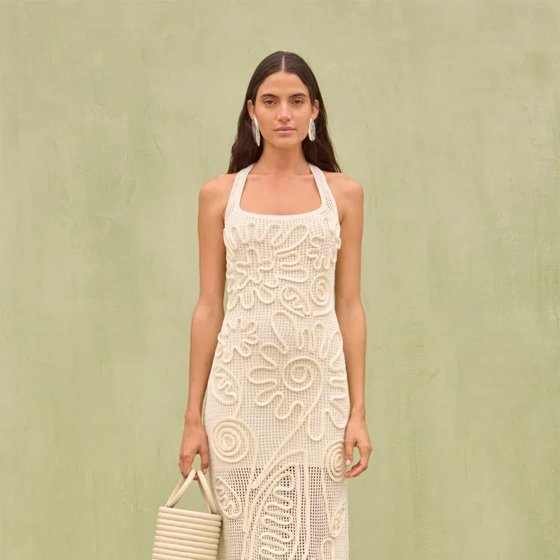 Beige& Blue Dress Luxury Brand