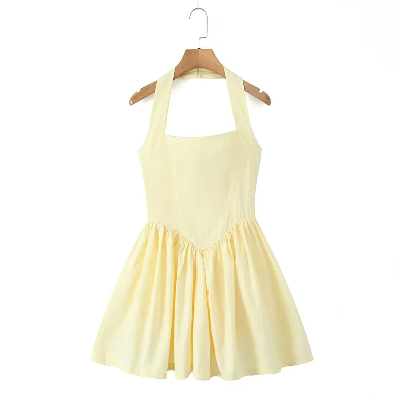 Puffy halter A-Line dress
