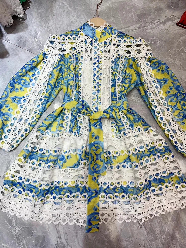 Retro palace wind crochet Lantern sleeve