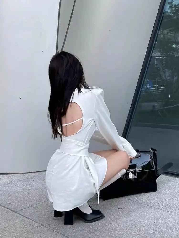 White Chicly Polo Neck Shirt Dress