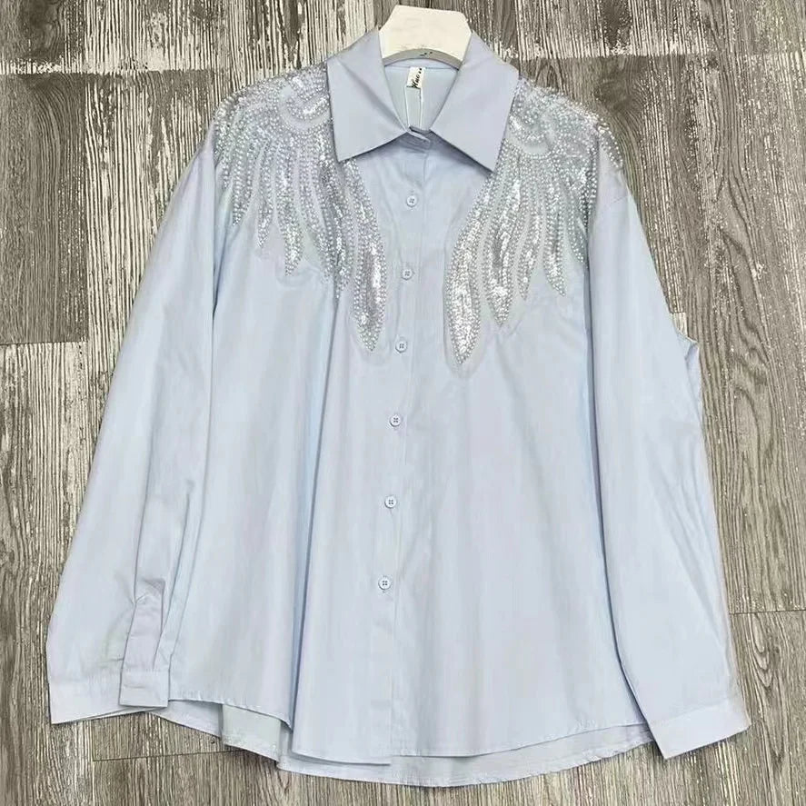 The Royals Collection Sparking Sequined Beaded shirt